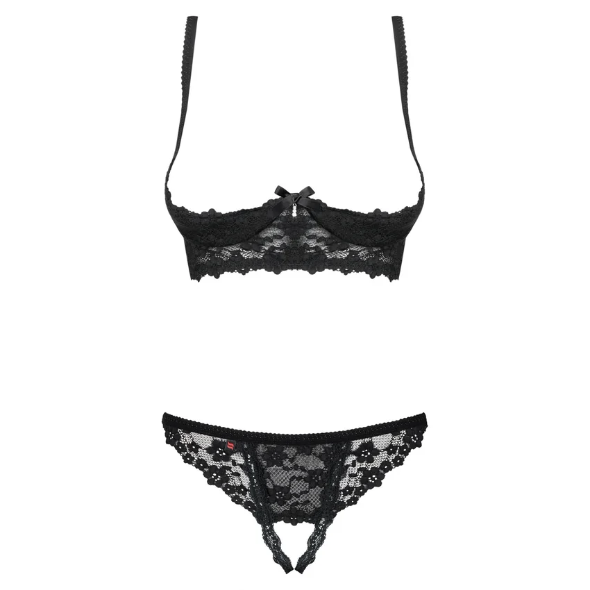 Set Fără Cupe Obsessive Letica Negru S-M