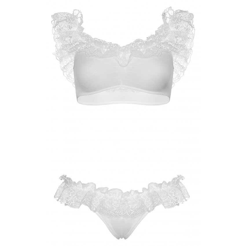 Set Leg Avenue Lace Ruffle Alb XS-L