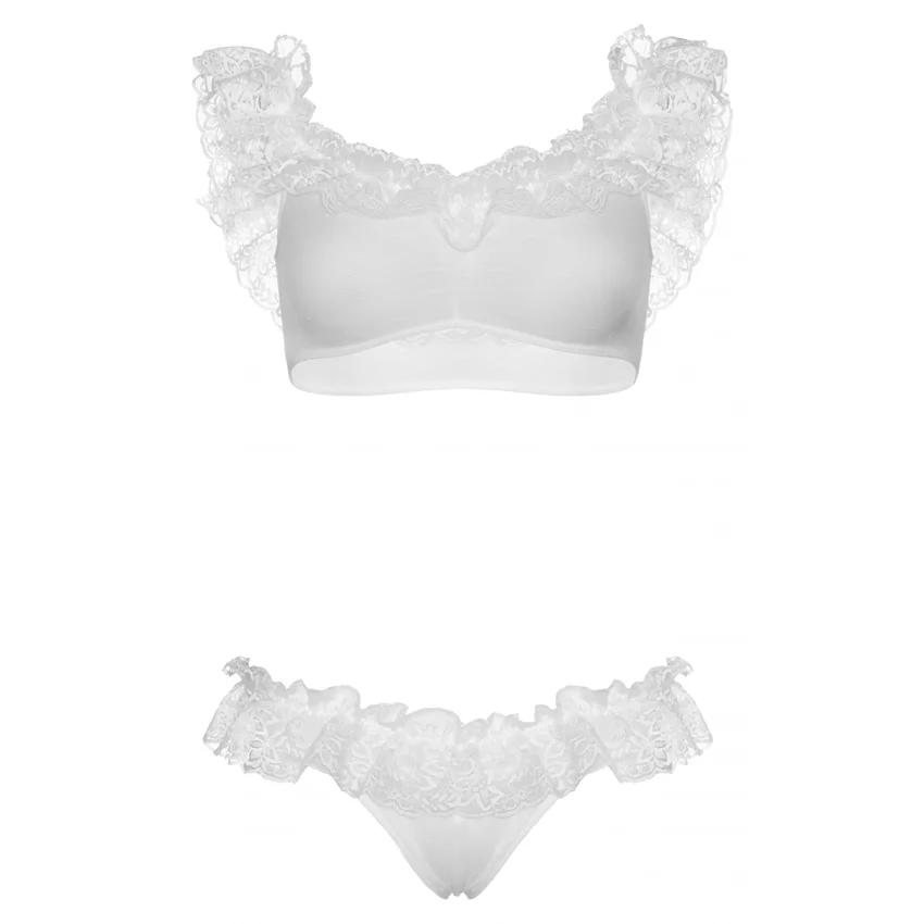 Set Leg Avenue Lace Ruffle Alb XS-L