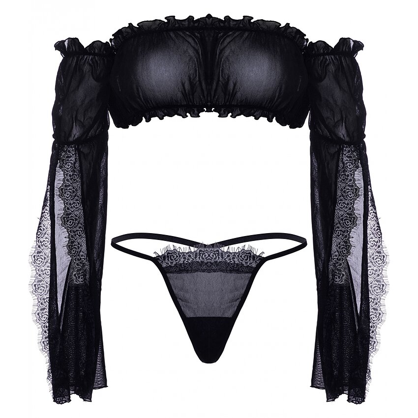Set Leg Avenue Mesh Bandeau Negru XS-L