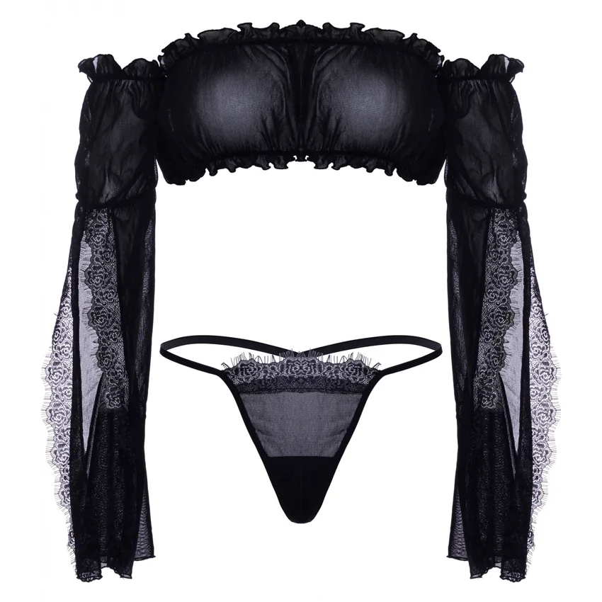 Set Leg Avenue Mesh Bandeau Negru XS-L