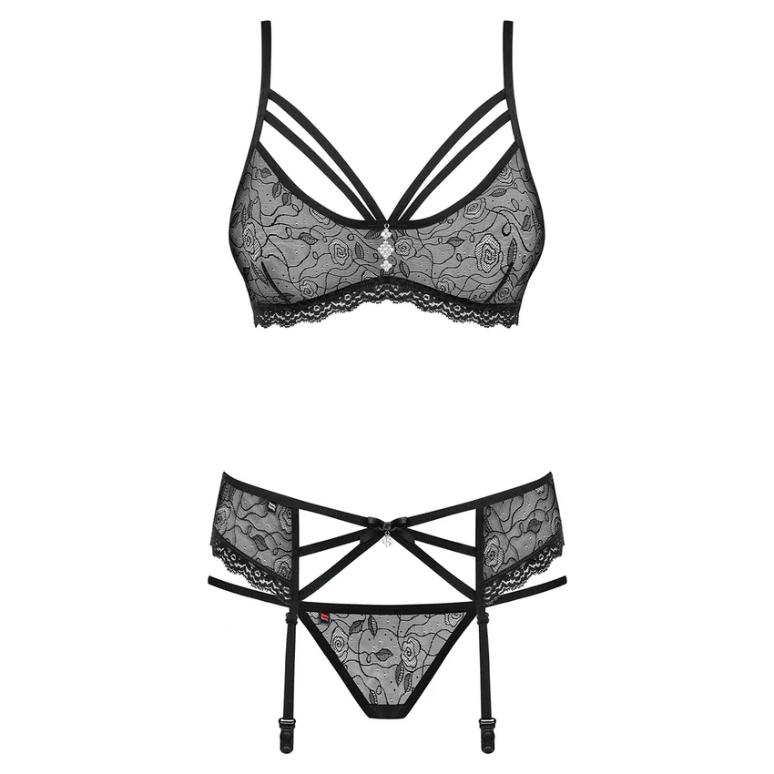 Set Lenjerie Intimă Obsessive 818-SEG Negru S-M