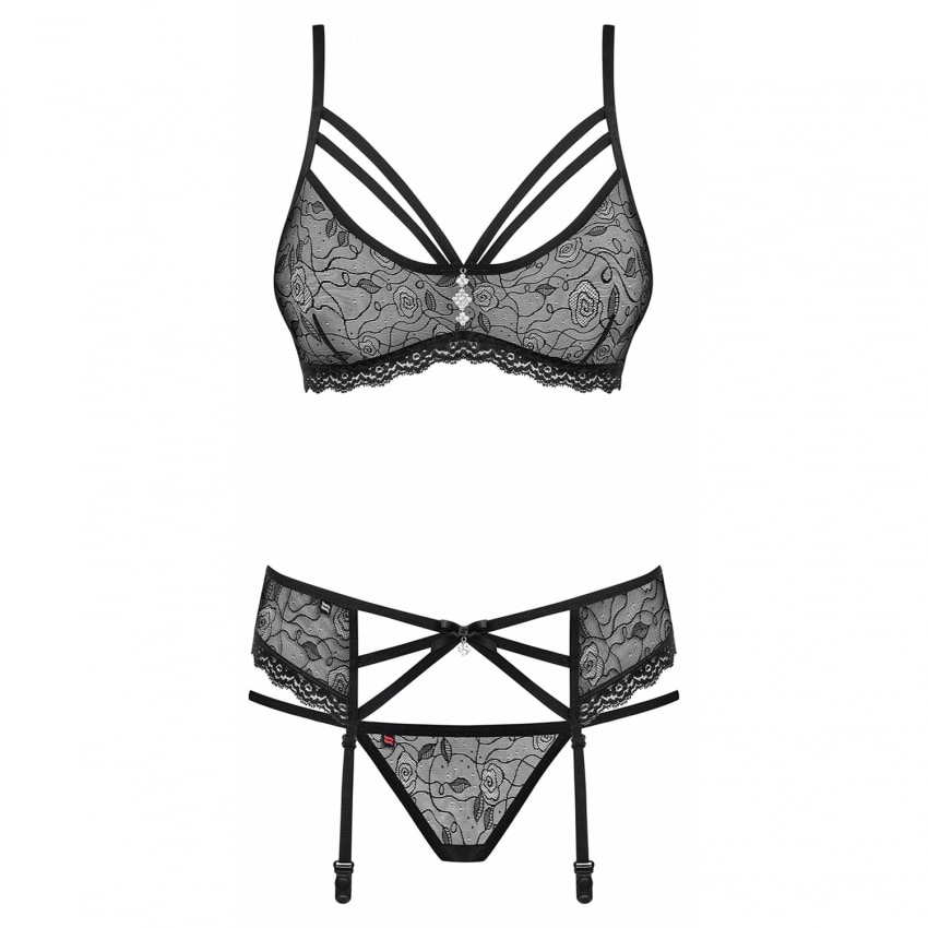 Set Lenjerie Intimă Obsessive 818-SEG Negru S-M