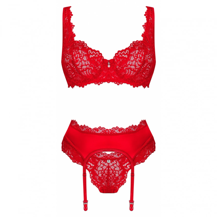 Set Obsessive Amor Cherris 3 Piese Roșu S-M