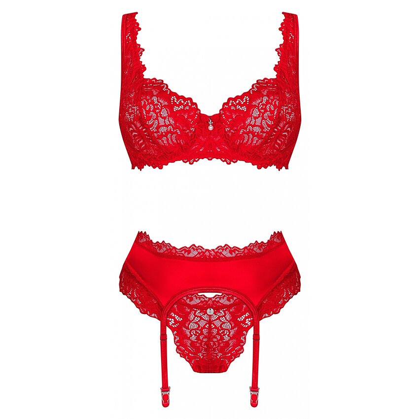 Set Obsessive Amor Cherris 3 Piese Roșu L-XL