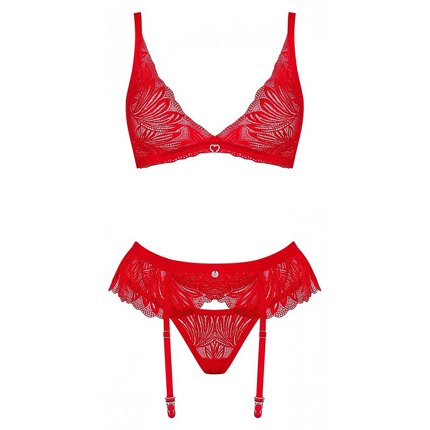 Set Obsessive Chilisa 3 Piese Roșu XL-2XL