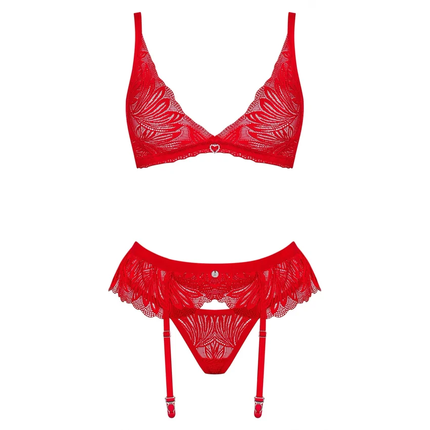 Set Obsessive Chilisa 3 Piese Roșu XL-2XL