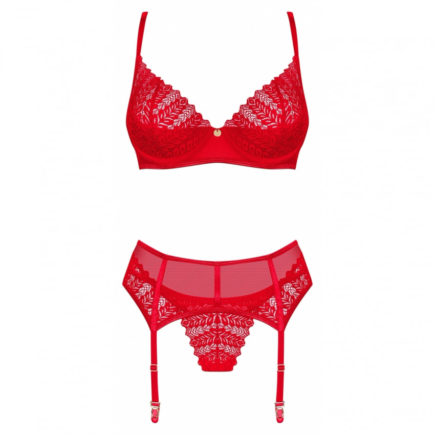 Set Obsessive Ingridia 3 Piese Roșu XS-S
