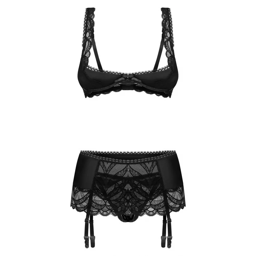 Set Obsessive Lecille 3 Piese Negru S-M
