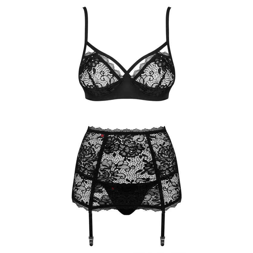 Set Obsessive Peonesia Negru L-XL