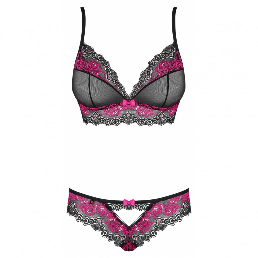 Set Sexy Obsessive Tulia din Dantelă Negru XS-S