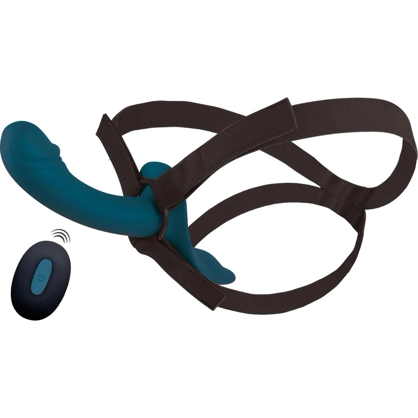 Set Strap-On You2Toys — 7 Moduri, Reîncărcabil Albastru