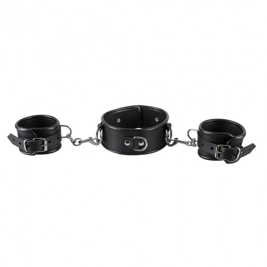 Set Zgardă Și Cătușe Mâini Zado Negru