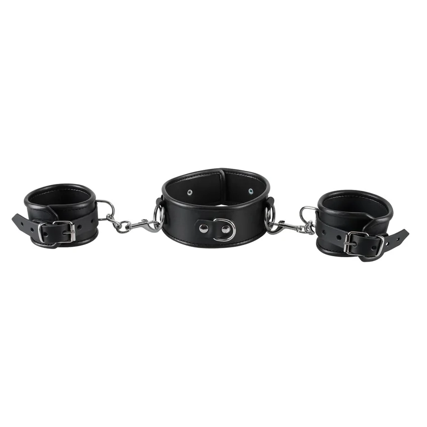 Set Zgardă Și Cătușe Mâini Zado Negru