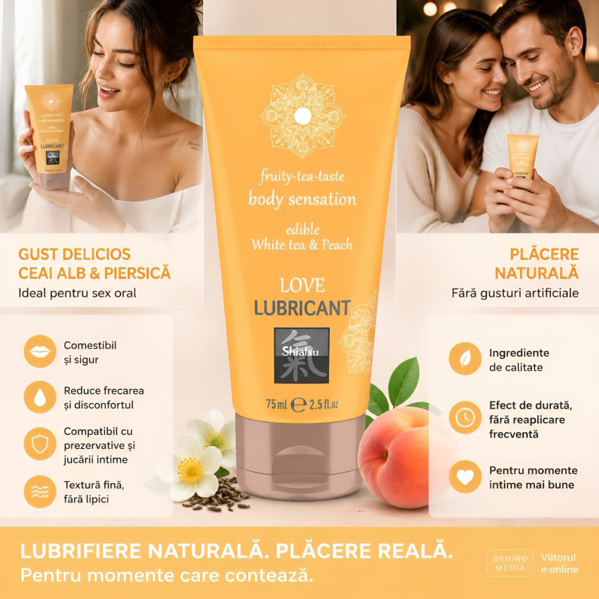 Shiatsu Agent lubrifiere Comestibil Ceai Alb Piersică 75 ml