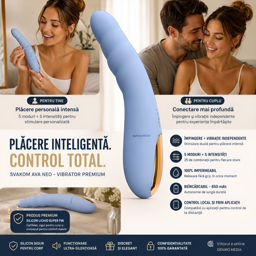 Svakom Ava Neo, Vibrator cu Împingere 5x5, Cu acumulator Albastru
