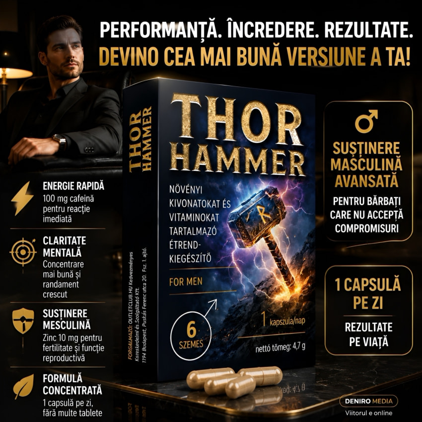 Thor Hammer Pills 6 Capsule Potență și Vigoare