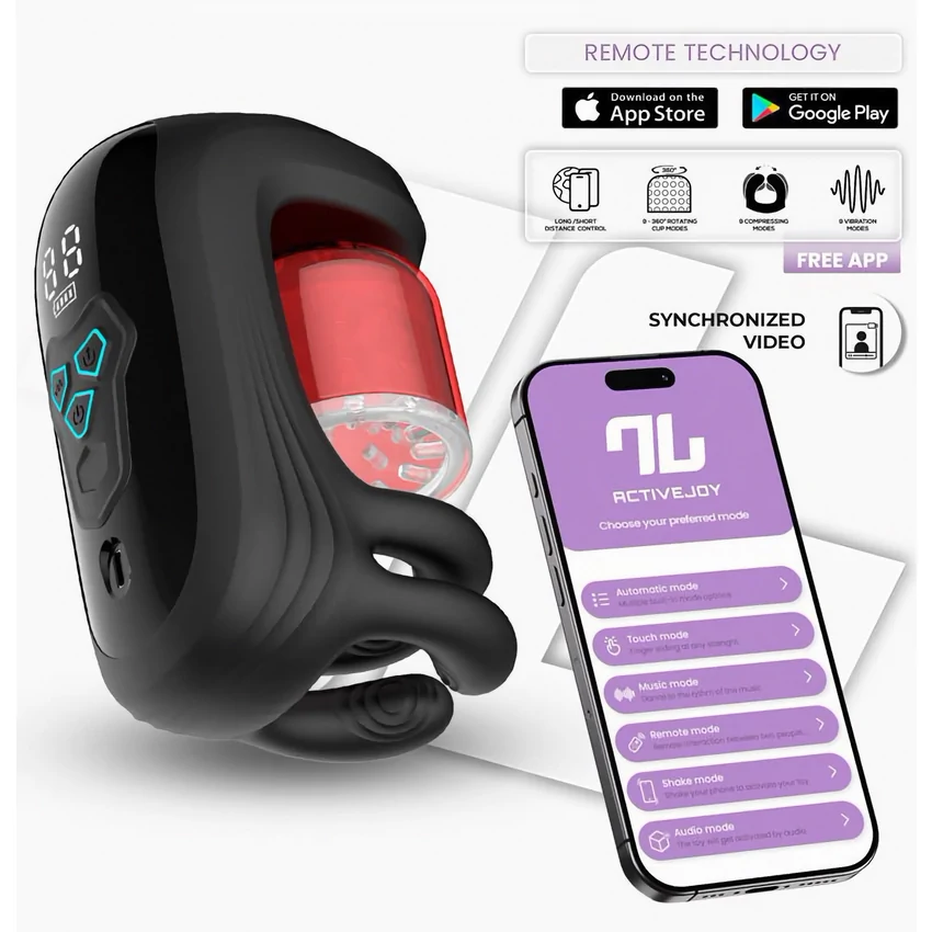 Torky - Compressing Rotating Masturbator with App Control Negru