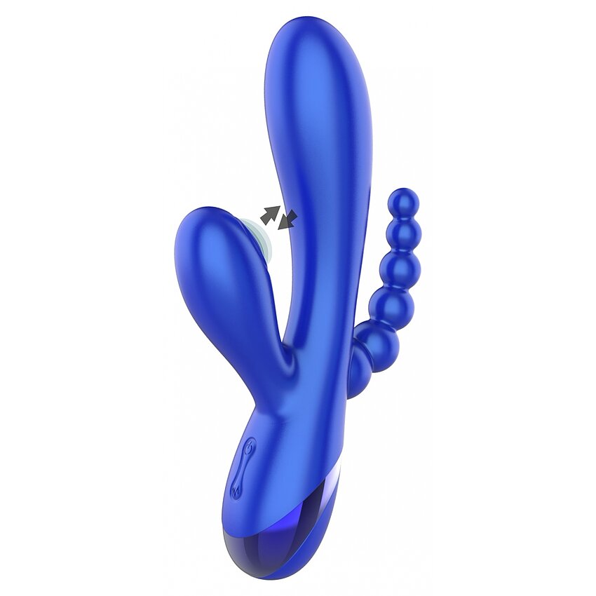 Triple Love Vibrator Rabbit Multifuncțional Albastru