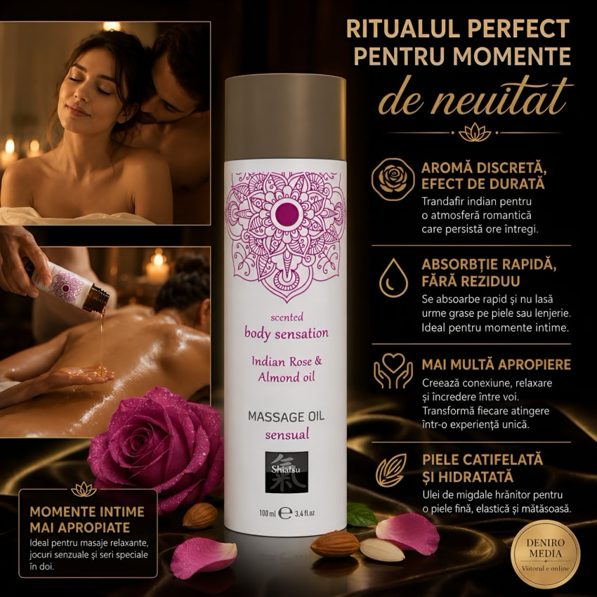 Ulei Frecție Senzual Shiatsu Trandafir Indian 100 ml