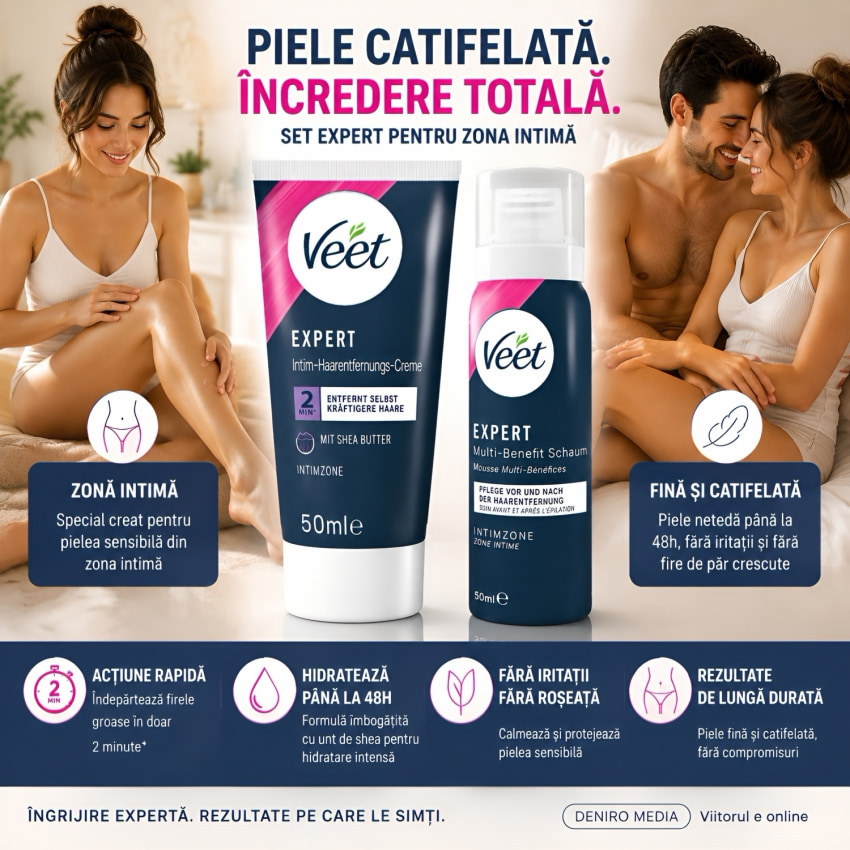 Veet EXPERT Set Epilare Intimă Cremă și Spumă