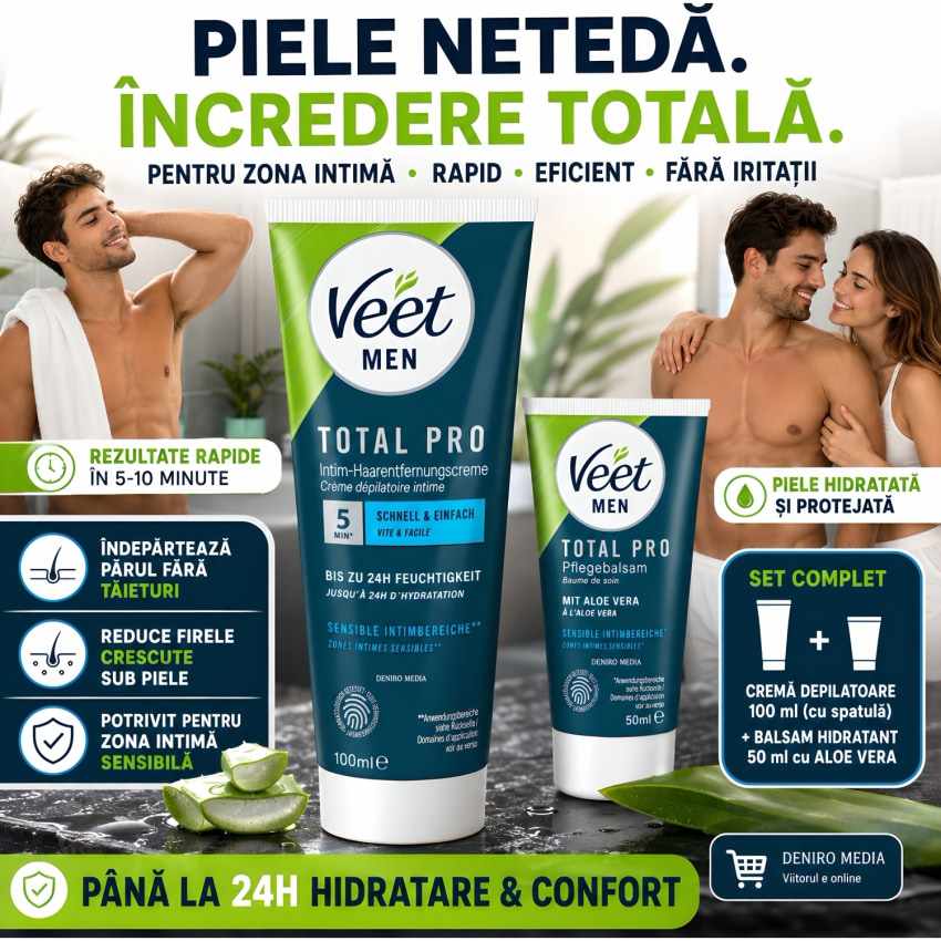Veet Men TOTAL PRO Depilare Sexuală Rapidă 5–10 Min
