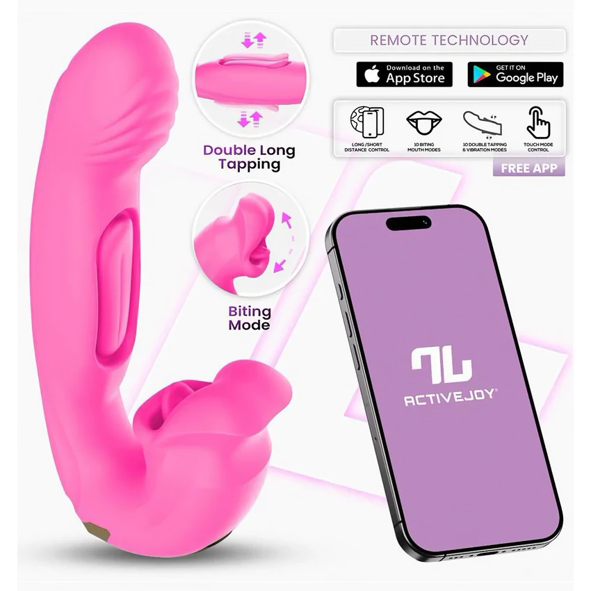Vibrator App Control Stimulator Clitoridian cu Limbă Mușcătoare Roz