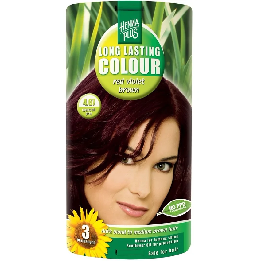 Vopsea Păr Long Lasting Colour 4.67 Red Mov Brown Hennaplus
