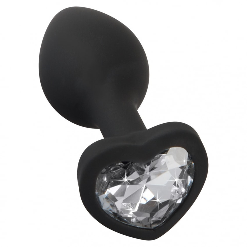 You2Toys Dop Anal Compact Din silicon cu Piatră Inimă 7.3cm Negru