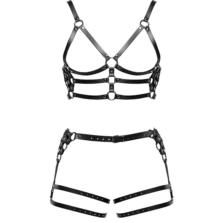 ZADO Set Hamuri Din Piele Reglabile cu Detalii Metalice M-L Negru M-L